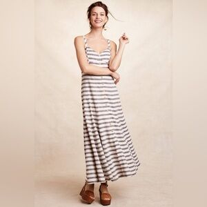 Maeve Anthropologie
Striped Button Front Maxi Dress in Navy and Cream Size 12